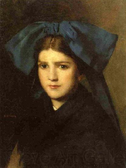 Jean-Jacques Henner Portrait of a Young Girl with a Bow in Her Hair Spain oil painting art